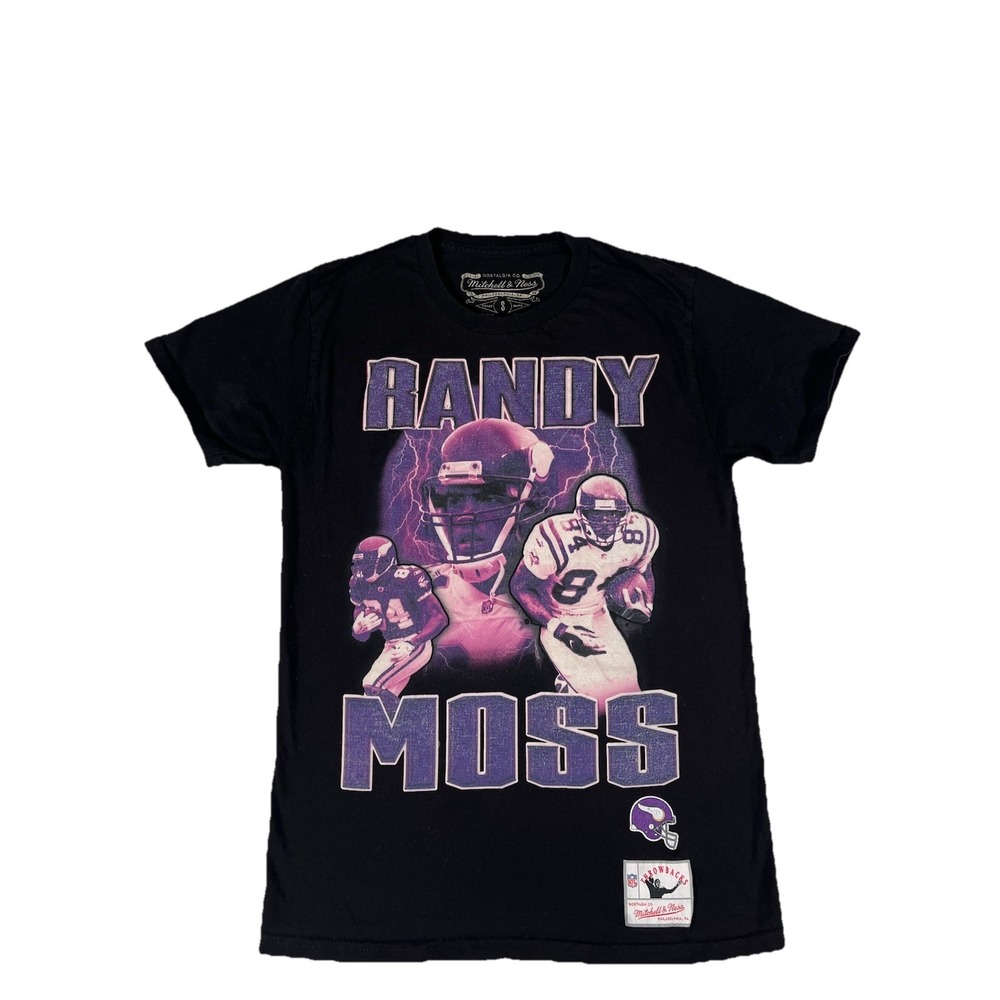 Mitchell & Ness Minnesota Vikings NFL‎ Randy Moss Black Graphic T-Shirt Men's S